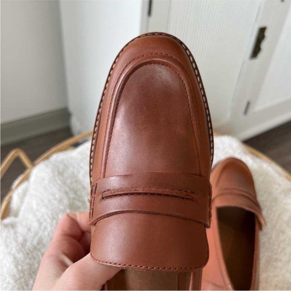 Madewell Brown Leather Lug Sole Penny Loafers - Picture 14 of 15